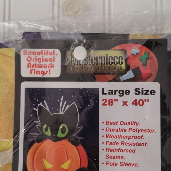 Halloween Black Cat Large Yard Flag New - Picture 3 of 6